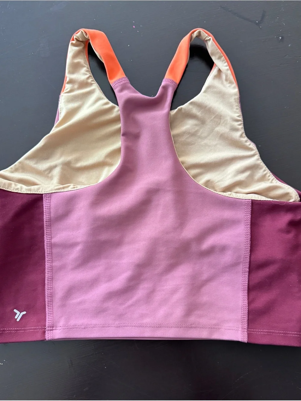Colorblock Crop Tank Top - Mauve & Orange